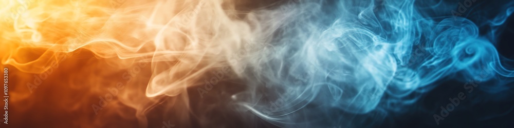 Swirling smoke in blue and orange hues, abstract background Swirling smoke in blue and orange hues, abstract background