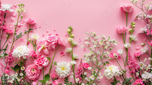 spring flowers with pink background