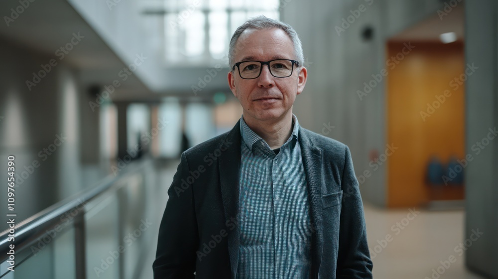 Obraz premium European journalist uncovering corruption in a high-profile trial in Berlin, Germany