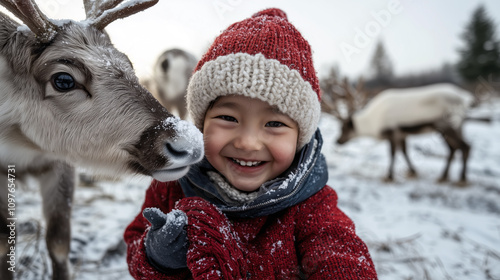 A Portrait of a Boy with a Reindeer 