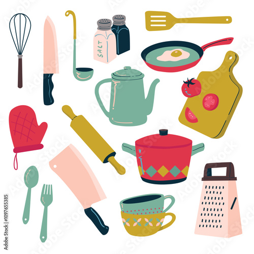 Kitchen Equipment Set Object Vector Illustration