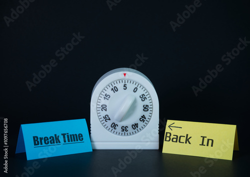 break time timer, back in 5 minutes photo