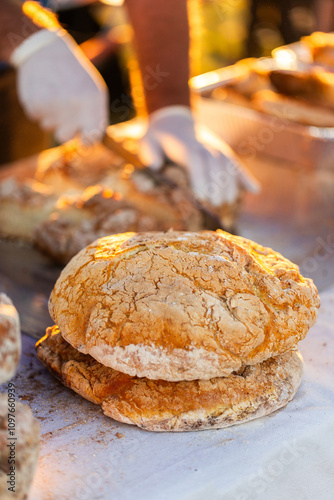 Pile of camp oven johnny cooked damper bread