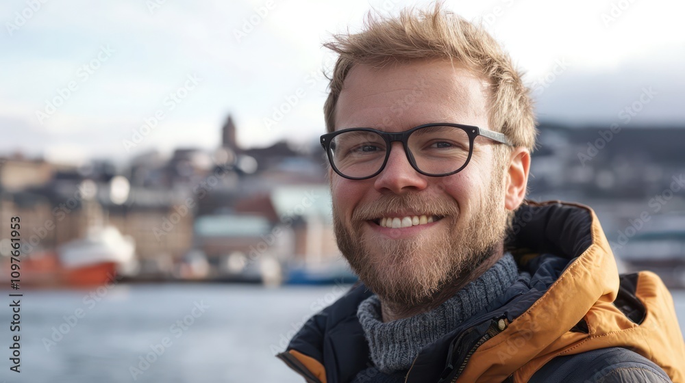Scandinavian journalist reporting on renewable energy projects in Oslo, Norway Scandinavian journalist reporting on renewable energy projects in Oslo, Norway