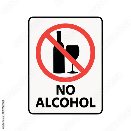 No Drinking Sign Sticker with text