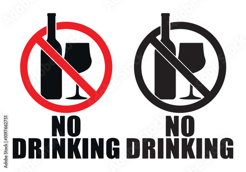 No Drinking Sign Sticker with text