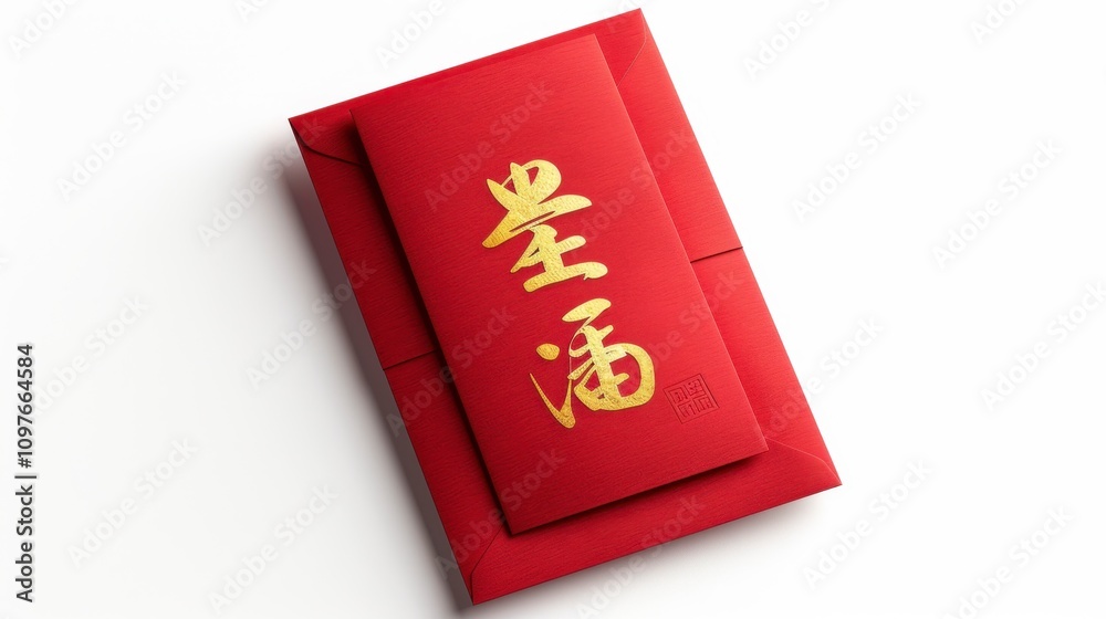 Red packet with gold Chinese characters, isolate on white background, symbolizing New Year blessings, Red packet with gold Chinese characters, isolate on white background, symbolizing New Year blessings,