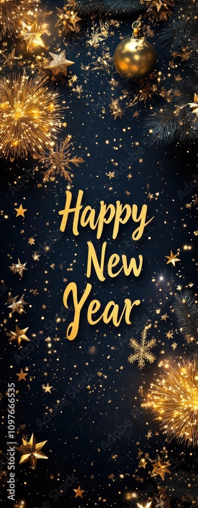 Fototapeta premium Illuminated 2025 Happy New Year Artwork