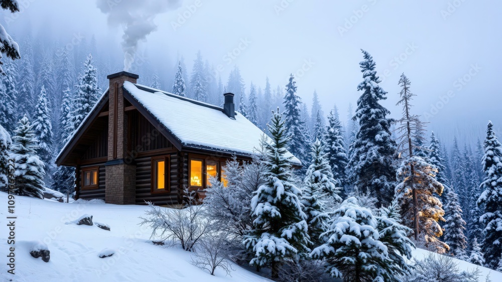 Cozy Winter Cabin in Snowy Forest: Perfect for Holiday Cards, Wall Art, or Home Decor Cozy Winter Cabin in Snowy Forest: Perfect for Holiday Cards, Wall Art, or Home Decor