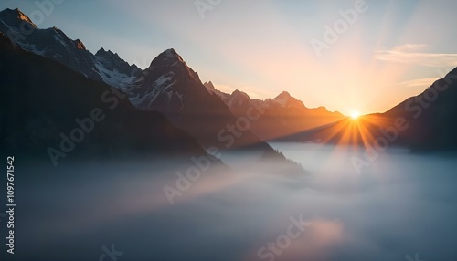 mountain, range, sunrise, photograph, highresolution, peaks, light, mist, valleys, nature, landscape, scenic, serene, majestic, peaceful, soft, illumination, dramatic, view, outdoors, dawn, golden, gl photo