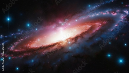 Milky Way Galaxy Background: Abstract Fractal Design of Twinkling Stars and Nebulas in Deep Space – Cyberlink Technology and Sci-Fi Inspiration photo