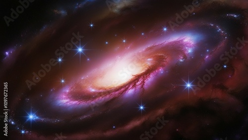 Milky Way Galaxy Background: Abstract Fractal Design of Twinkling Stars and Nebulas in Deep Space – Cyberlink Technology and Sci-Fi Inspiration photo