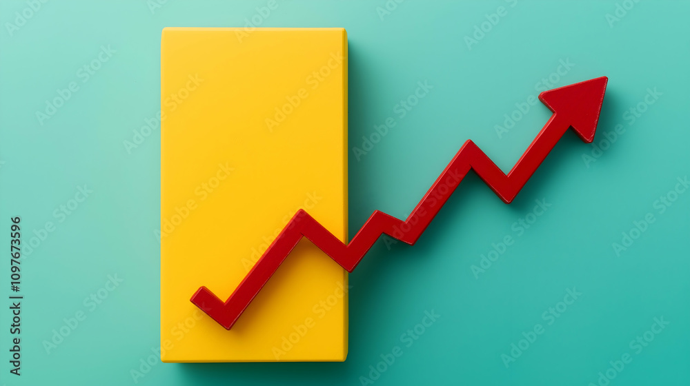 A vibrant graphic showing a red upward arrow on a yellow box, symbolizing growth and progress against a teal background. A vibrant graphic showing a red upward arrow on a yellow box, symbolizing growth and progress against a teal background.