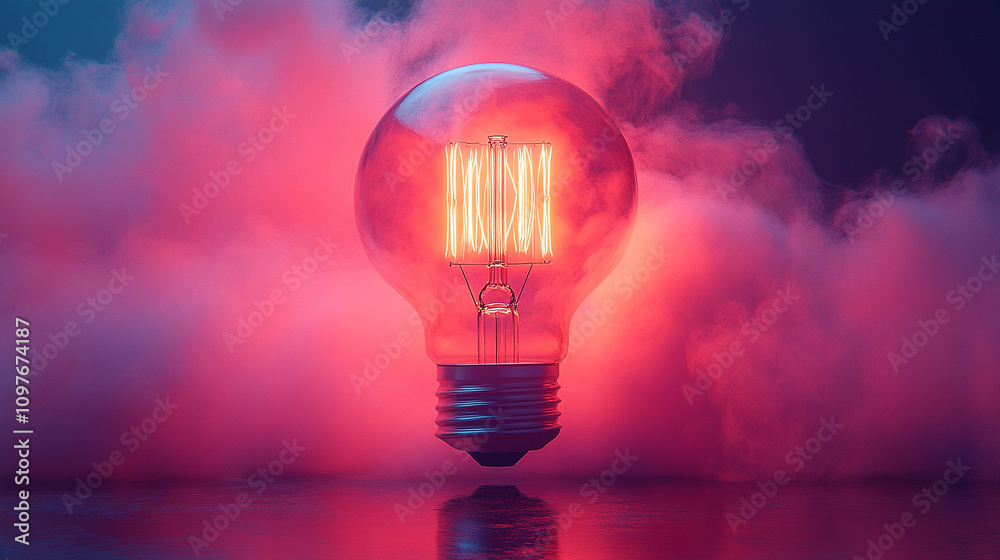 glowing incandescent light bulb emits colorful swirling smoke representing creative ideas innovation and inspiration the mix of colors conveys energy imagination and the fusion of thoughts and concept glowing incandescent light bulb emits colorful swirling smoke representing creative ideas innovation and inspiration the mix of colors conveys energy imagination and the fusion of thoughts and concept