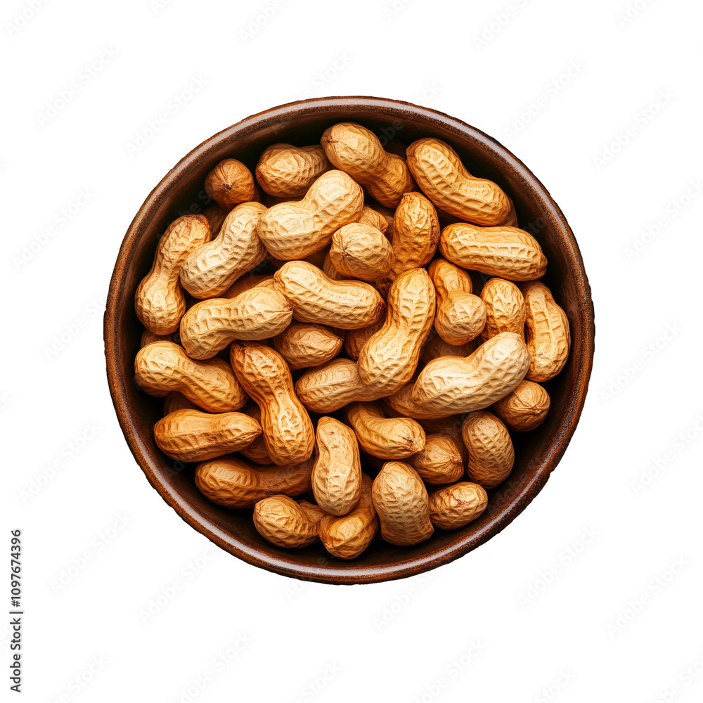 Unshelled peanuts in bowl isolated on transparent background. Unshelled peanuts in bowl isolated on transparent background.