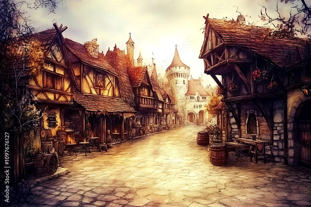 Obraz premium Realistic sketch capturing the essence of the Middle Ages.