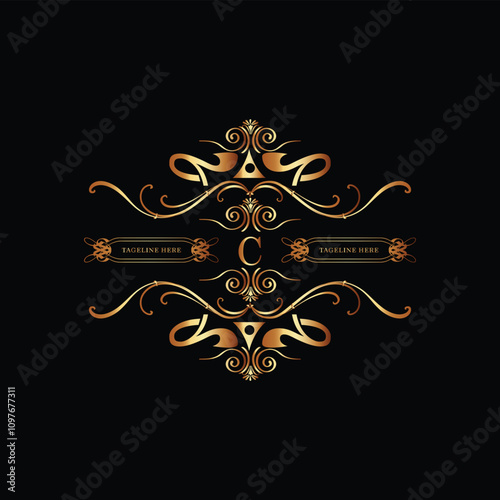 creative  new latter c logo design  and latter  initial logo. c monogram latter logo , golden  new c logo design with black color ,new template design