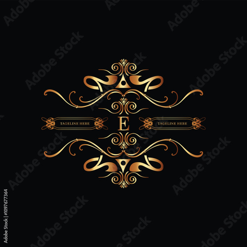 creative  new latter e logo design  and latter  initial logo. e monogram latter logo , golden  new e logo design with black color ,new template design