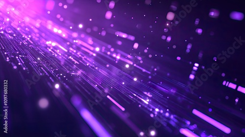 Abstract digital background with vibrant purple light streaks creating a futuristic and dynamic atmosphere.