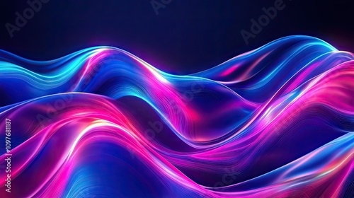 Abstract digital waves in vibrant pink and blue hues flowing together, creating a dynamic and calming visual effect.