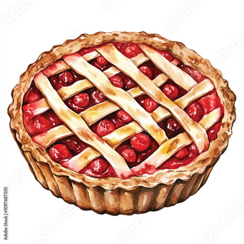 Pie watercolor clipart illustration