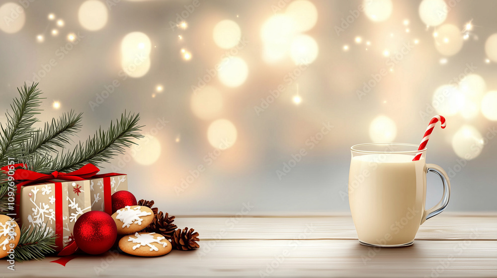 Christmas Cookies and Milk for Santa Vector Illustration
