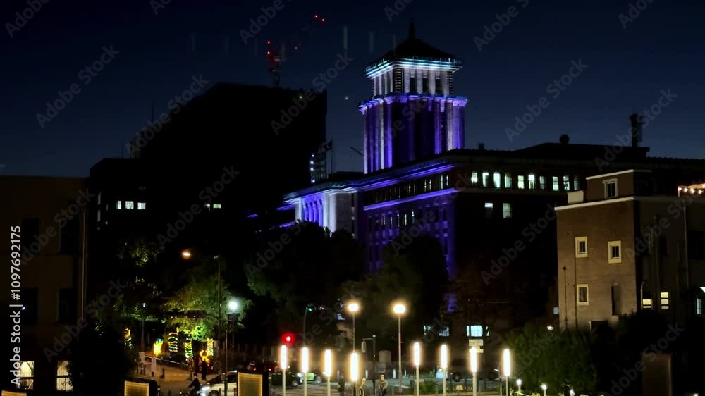 Nighttime cityscape with illuminated Yokohama architecture, serene urban atmosphere Nighttime cityscape with illuminated Yokohama architecture, serene urban atmosphere