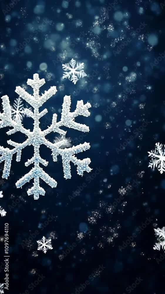 Snowflakes gently falling against a dark background create a serene winter atmosphere in a snowy landscape Snowflakes gently falling against a dark background create a serene winter atmosphere in a snowy landscape