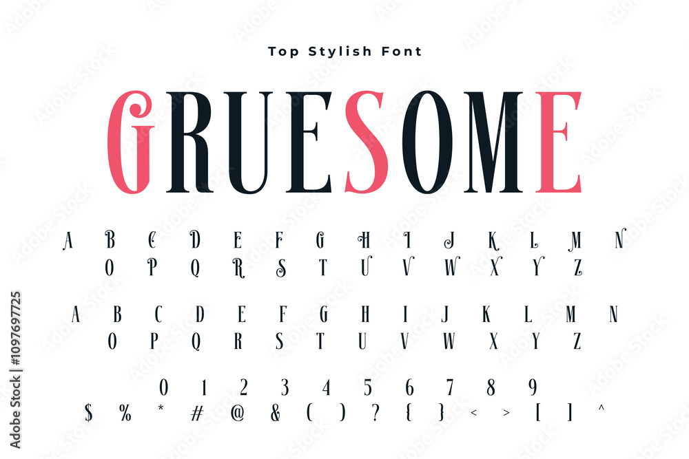 Gruesome Stylish alphabet display vector font and Beautiful luxury Font Gruesome Stylish alphabet display vector font and Beautiful luxury Font
