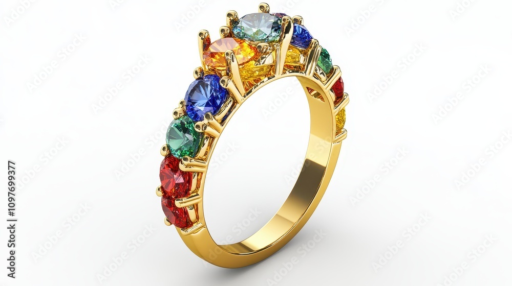 ring with gemstones on a white background ring with gemstones on a white background