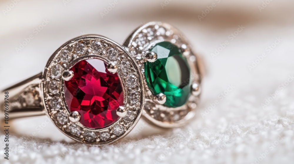 ring with gemstones on a white background