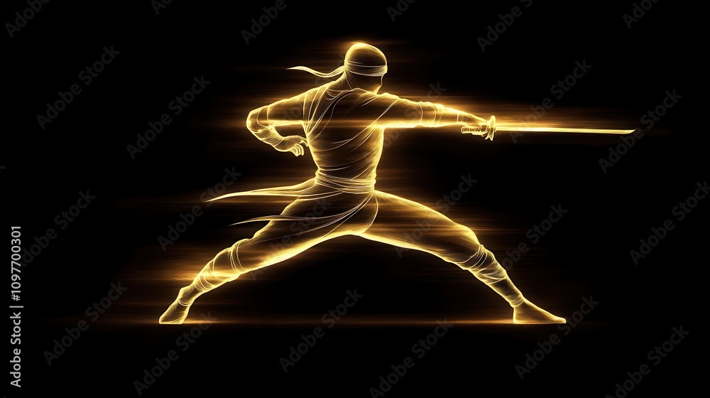 Obraz premium minimalistic modern color ninja logo