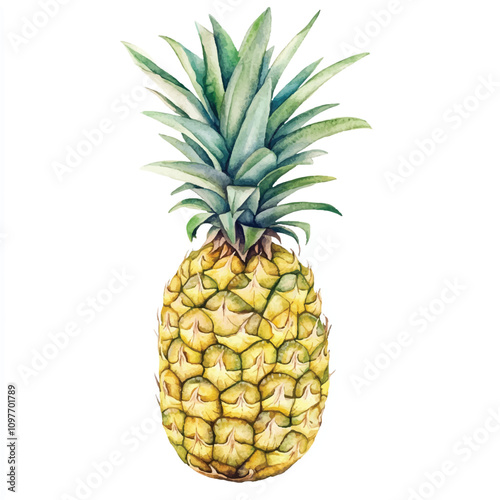 Pineapple fruit watercolor clipart illustration