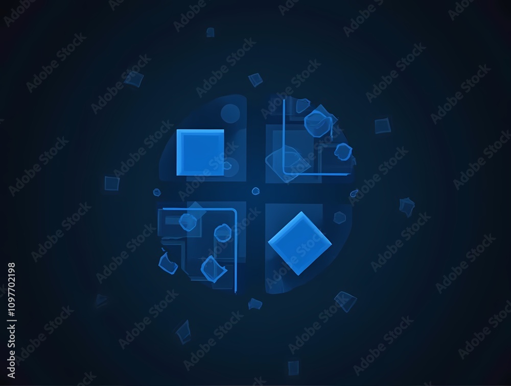 Fototapeta premium Abstract geometric blocks on black background, 3d rendering