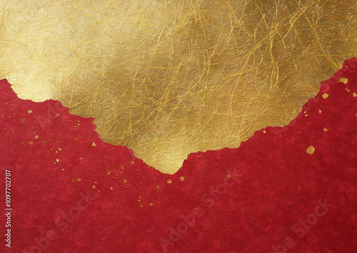 赤と金色の和紙背景