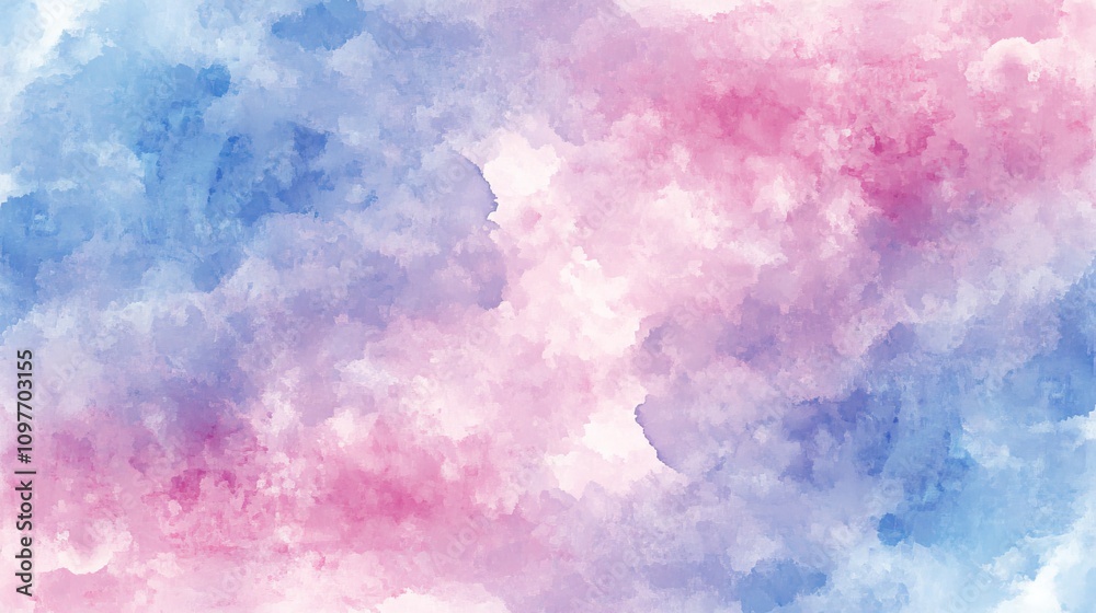 Obraz premium A soft, dreamy watercolor background blending shades of blue and pink.