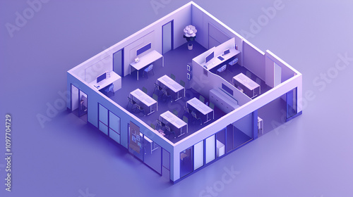 an isometric classroom design