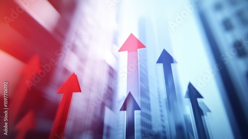 Upward arrow trajectory, symbolizing growth, progress and future achievement in business