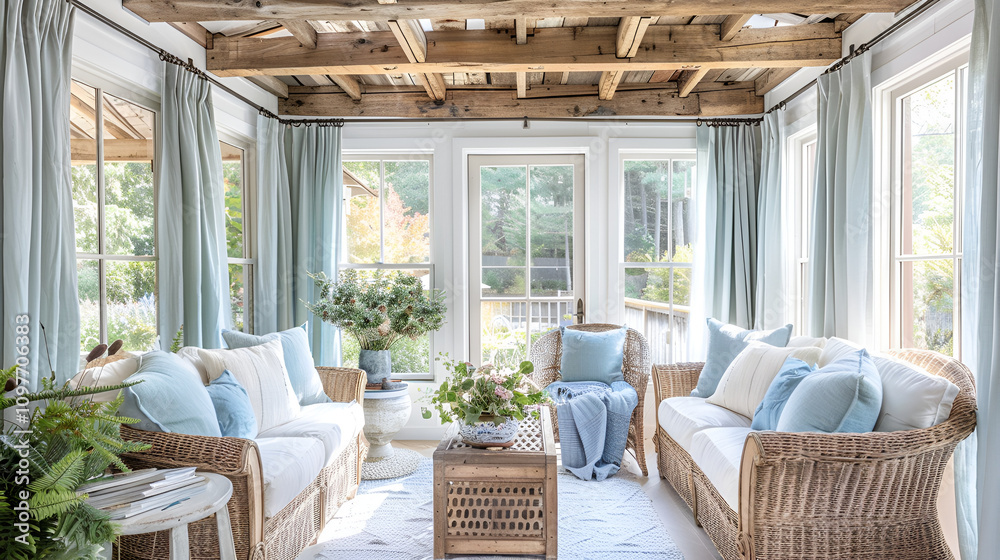 a modern sky blue sunroom design