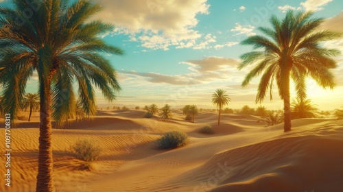 photo of sahara desert. with doum palm