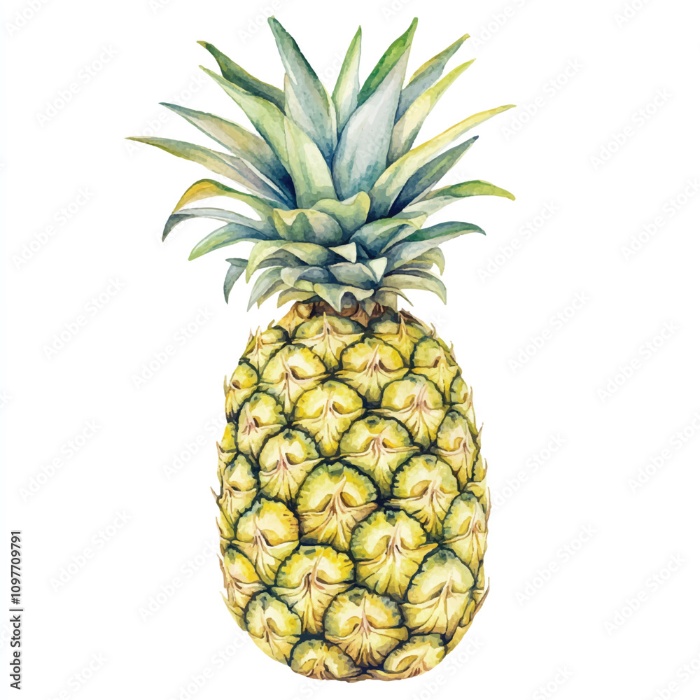Fototapeta premium Pineapple fruit watercolor clipart illustration