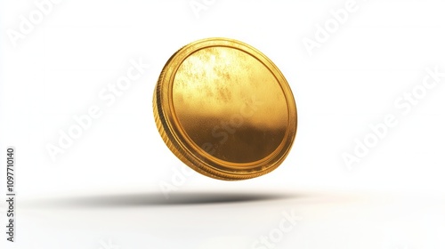 Golden Coin Finance Cryptocurrency Wealth Success Luxury Award Prize Blank Isolated White Background