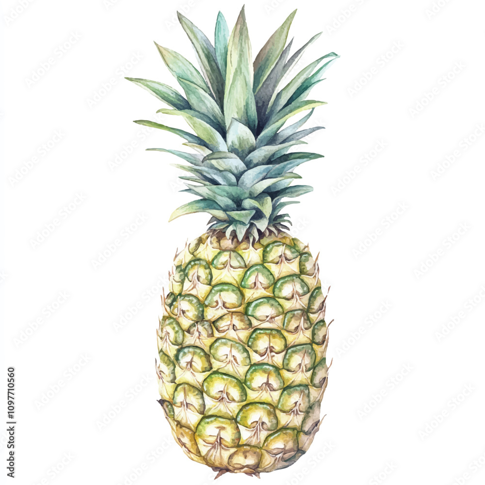 Fototapeta premium Pineapple fruit watercolor clipart illustration