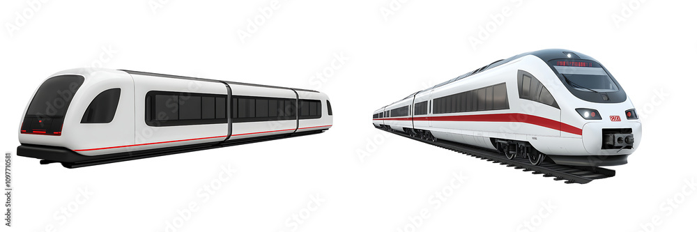 Set of a modern train, isolated on a transparent background. Set of a modern train, isolated on a transparent background.