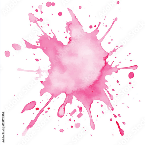 Pink splash watercolor clipart illustration