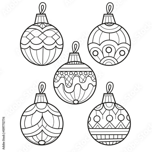 Ornament Christmas hand drawn for adult coloring book