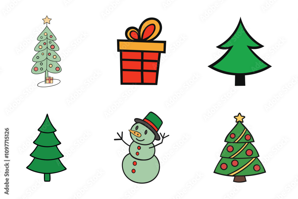 set of retro Christmas ornaments vector illustration on white background. set of retro Christmas ornaments vector illustration on white background.