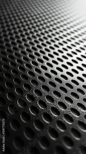 Textured Black Surface with Circular Patterns Illustrating Modern Design and Industrial Aesthetic, Perfect for Backgrounds or Technology Themes in Various Applications