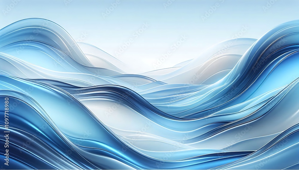 Obraz premium Abstract Blue Wave Landscape Digital Art