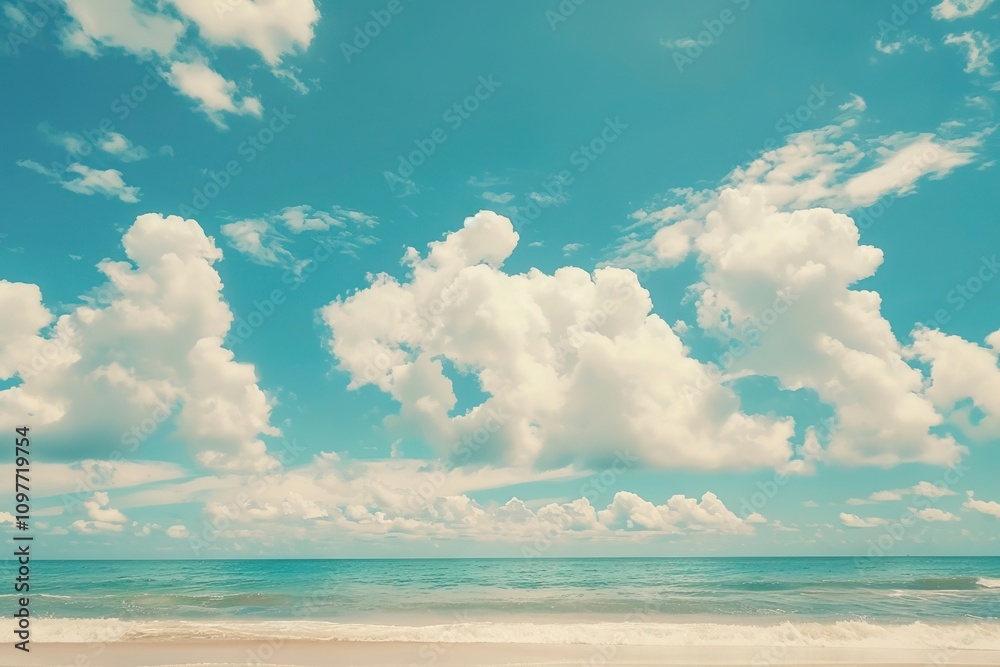 Fototapeta Tropical beach background for summer vacation concept. Vintage style.